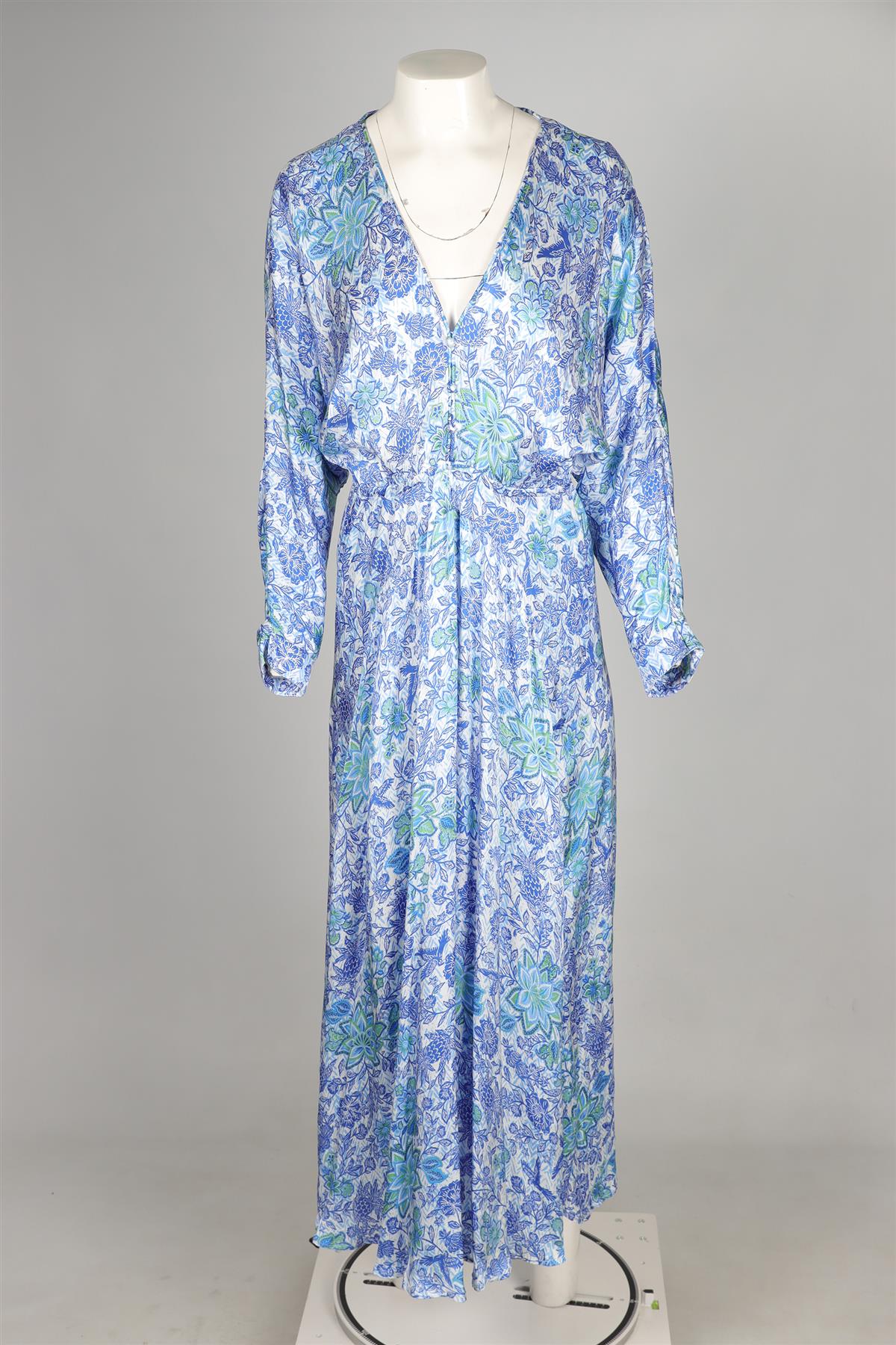 POUPETTE ST BARTH BLUE SATIN MAXI DRESS MEDIUM