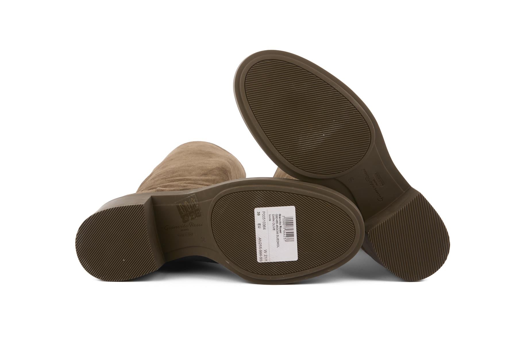 GIANVITO ROSSI GREEN SUEDE KNEE HIGH BOOTS EU 39 UK 6 US 9