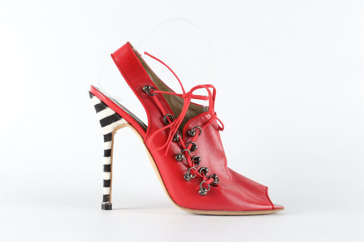 MANOLO BLAHNIK RED LEATHER SANDALS EU 40 UK 7 US 10