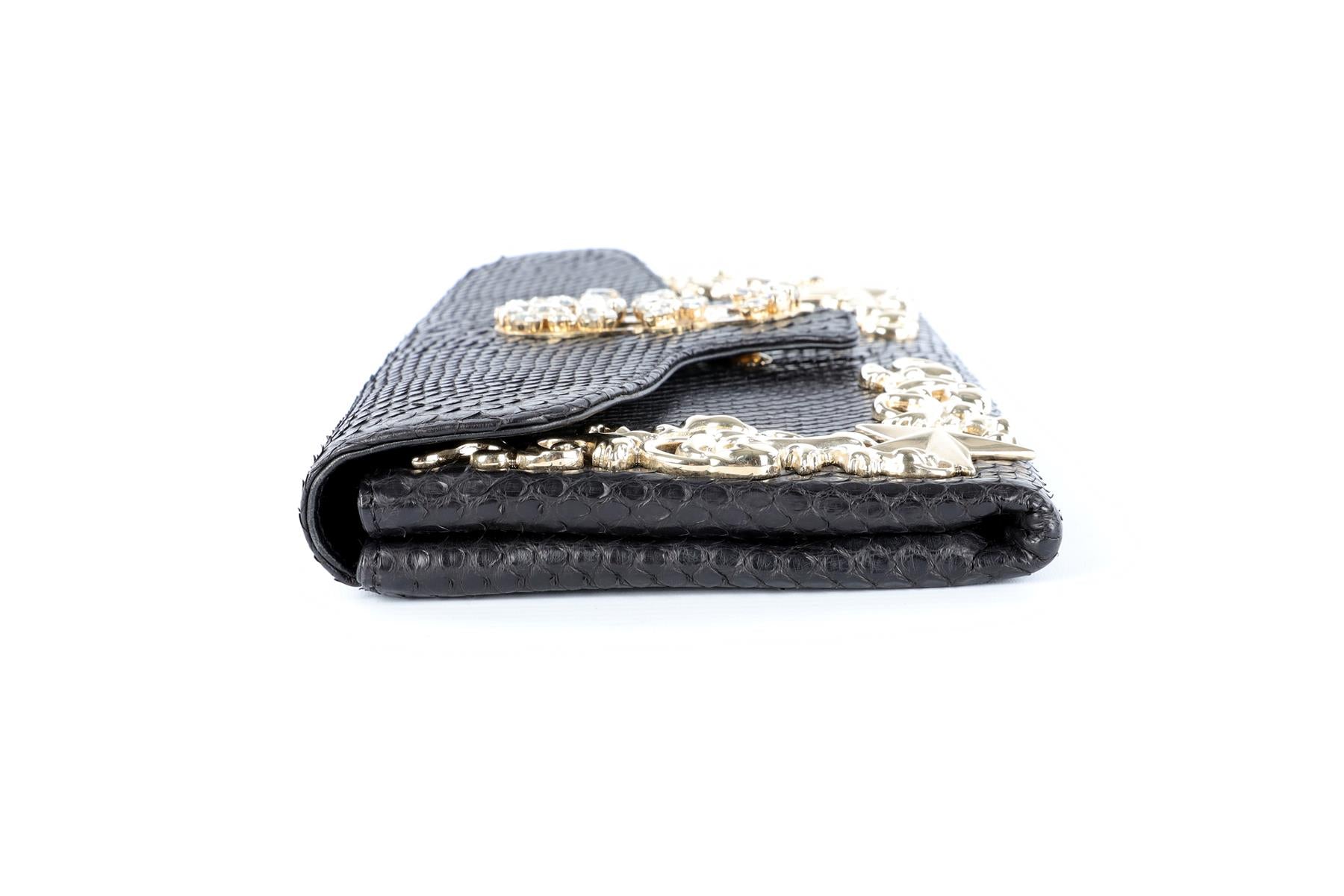 PHILIPP PLEIN BLACK PYTHON CLUTCH