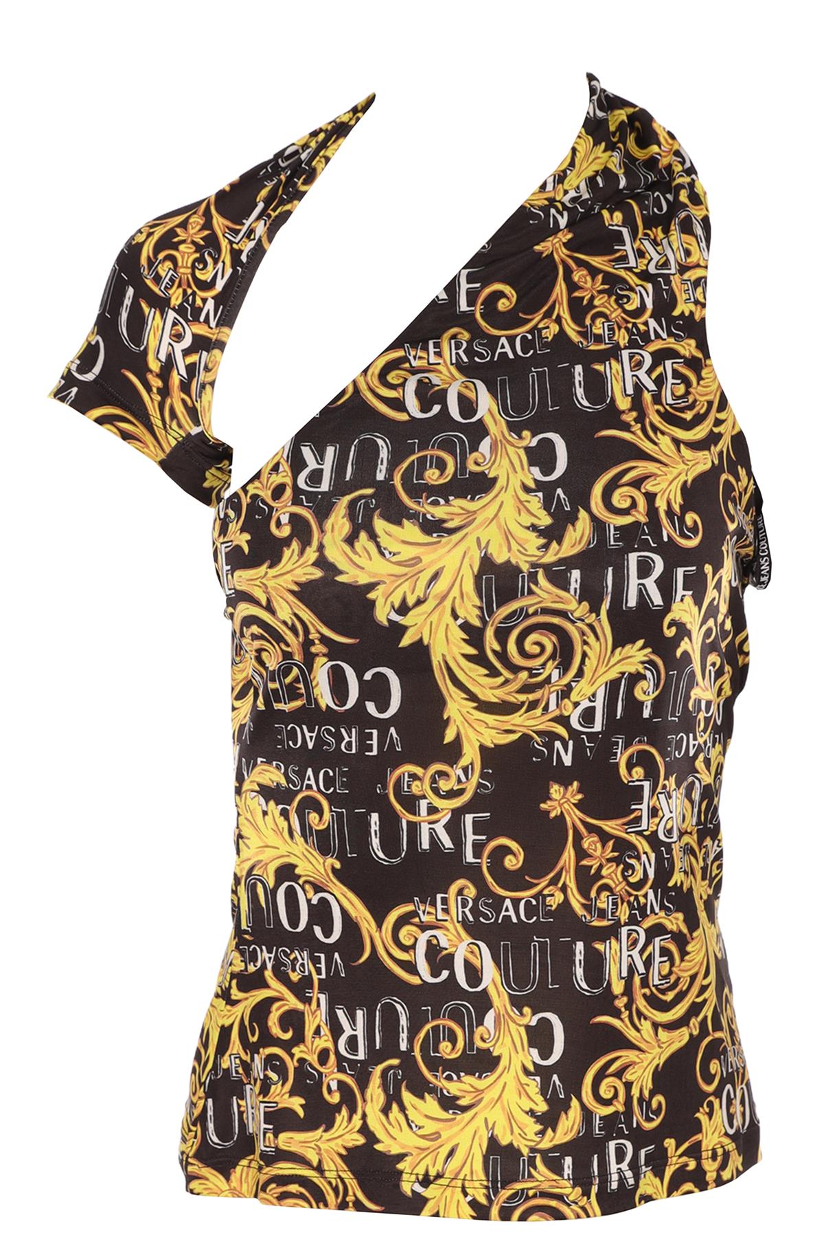 VERSACE JEANS COUTURE BLACK JERSEY TOP IT 42 UK 10