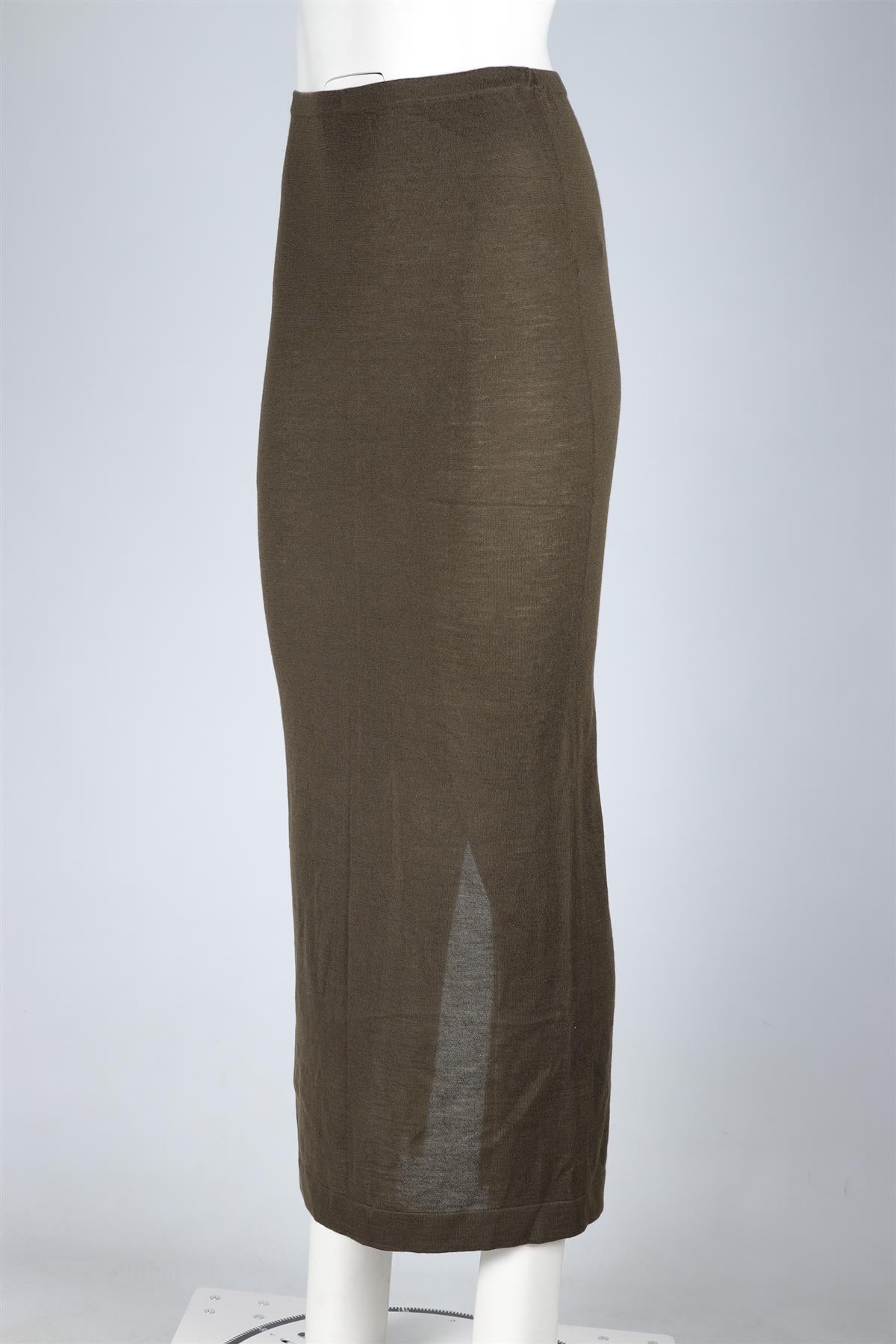 ETERNE KHAKI CASHMERE MAXI SKIRT XS-SMALL