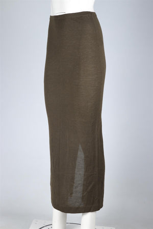 ETERNE KHAKI CASHMERE MAXI SKIRT XS-SMALL