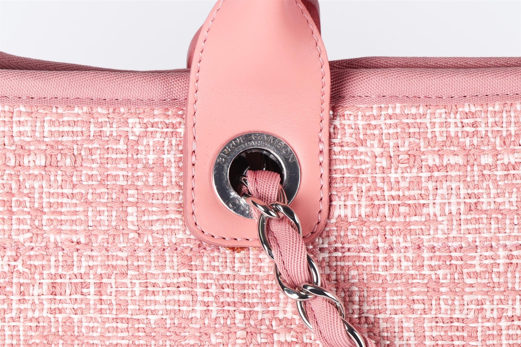 CHANEL PINK 2018 DEAUVILLE MEDIUM TWEED TOTE BAG