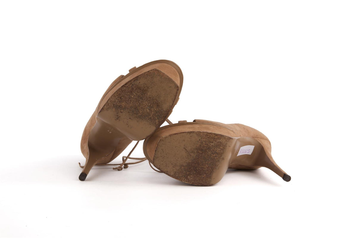 SAINT LAURENT BEIGE SUEDE PLATFORM SANDALS EU 39 UK 6 US 9