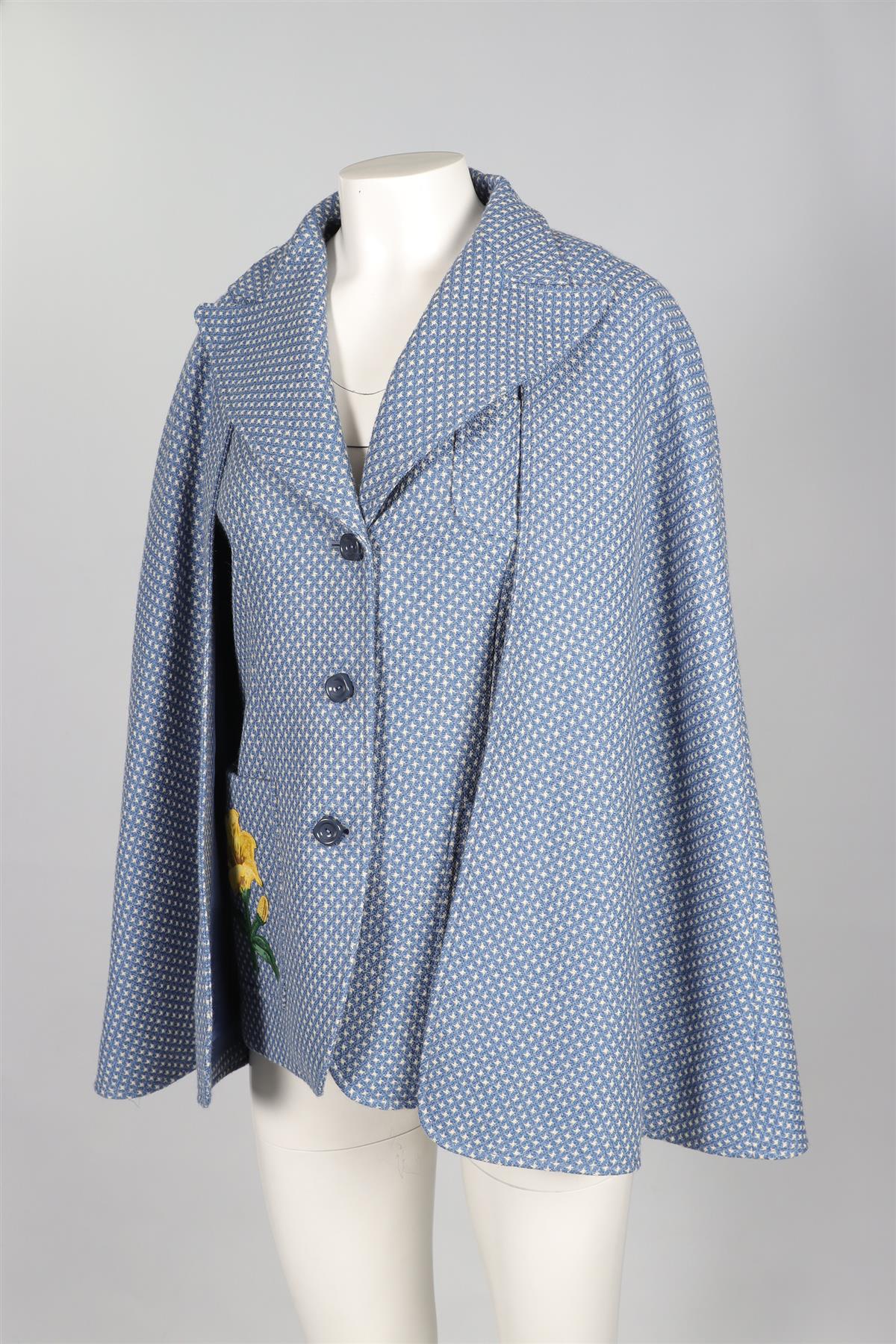 GUCCI BLUE GARDEN WOOL CAPE IT 42 UK 10