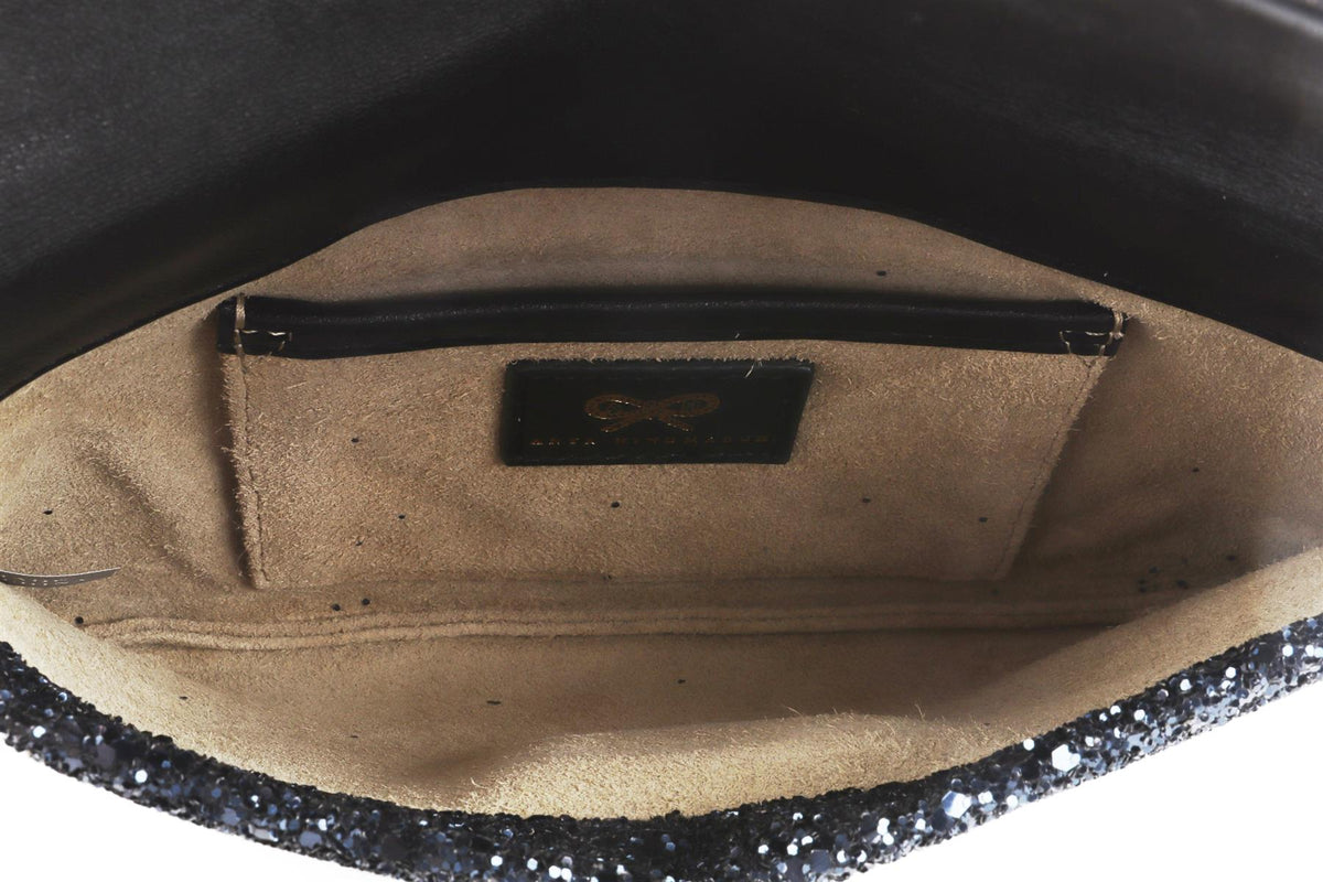 ANYA HINDMARCH NAVY GLITTER CLUTCH