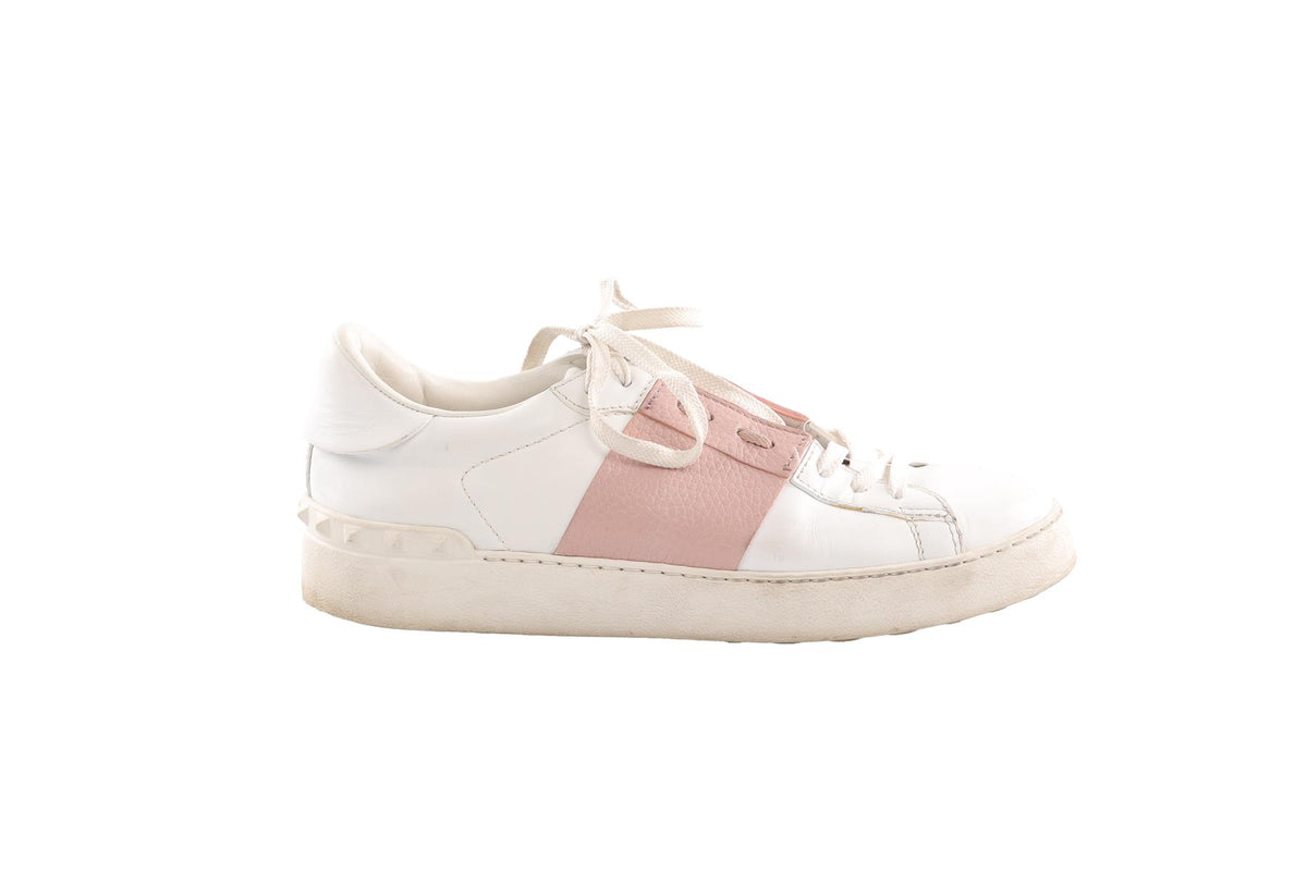 VALENTINO GARAVANI WHITE OPEN LEATHER SNEAKERS EU 38