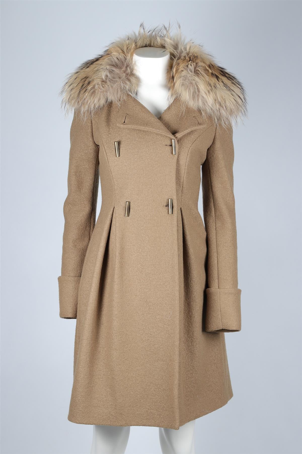 PLEIN SUD BROWN WOOL COAT FR 38 UK 10