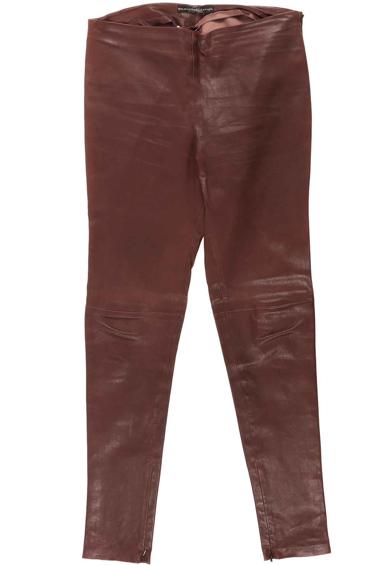 BALENCIAGA MAROON LEATHER SKINNY PANTS IT 42 UK 10