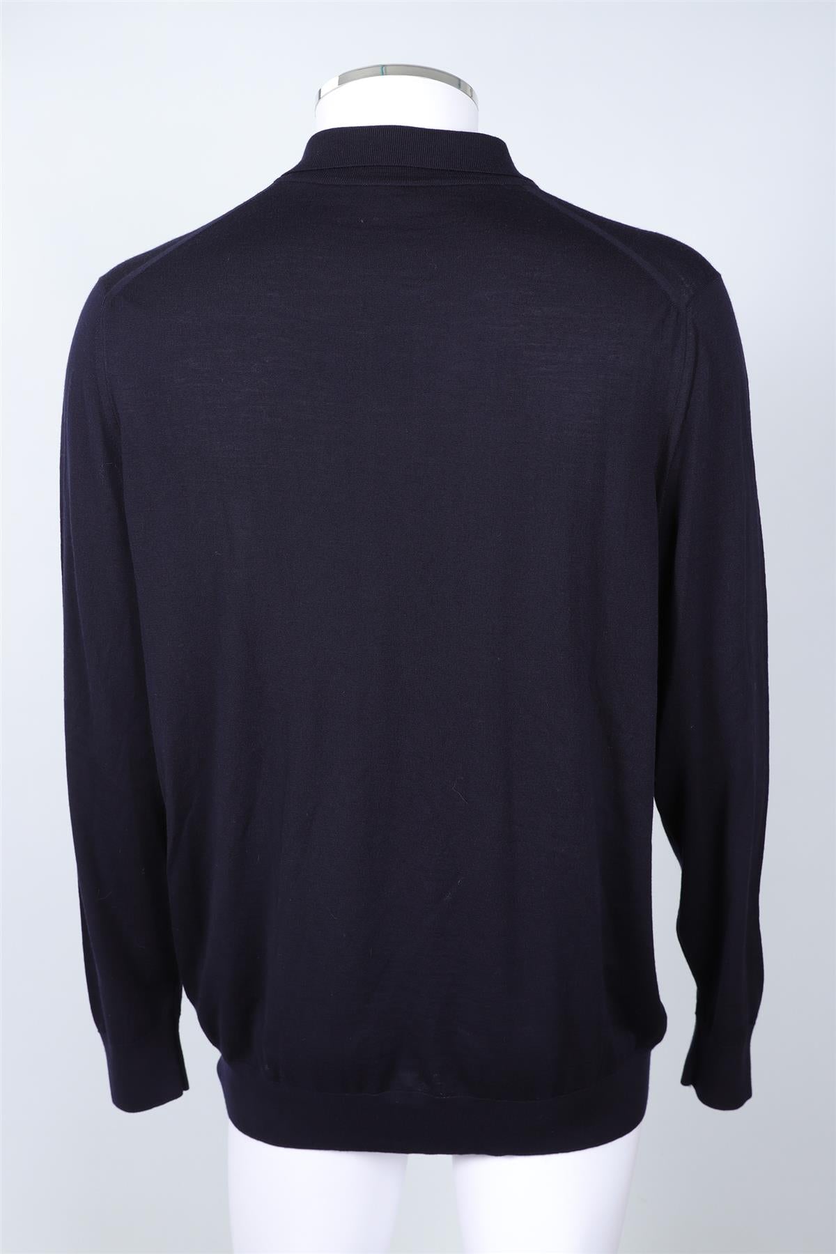 LORO PIANA NAVY MEN'S WOOL POLO SWEATER IT 56 UK 46