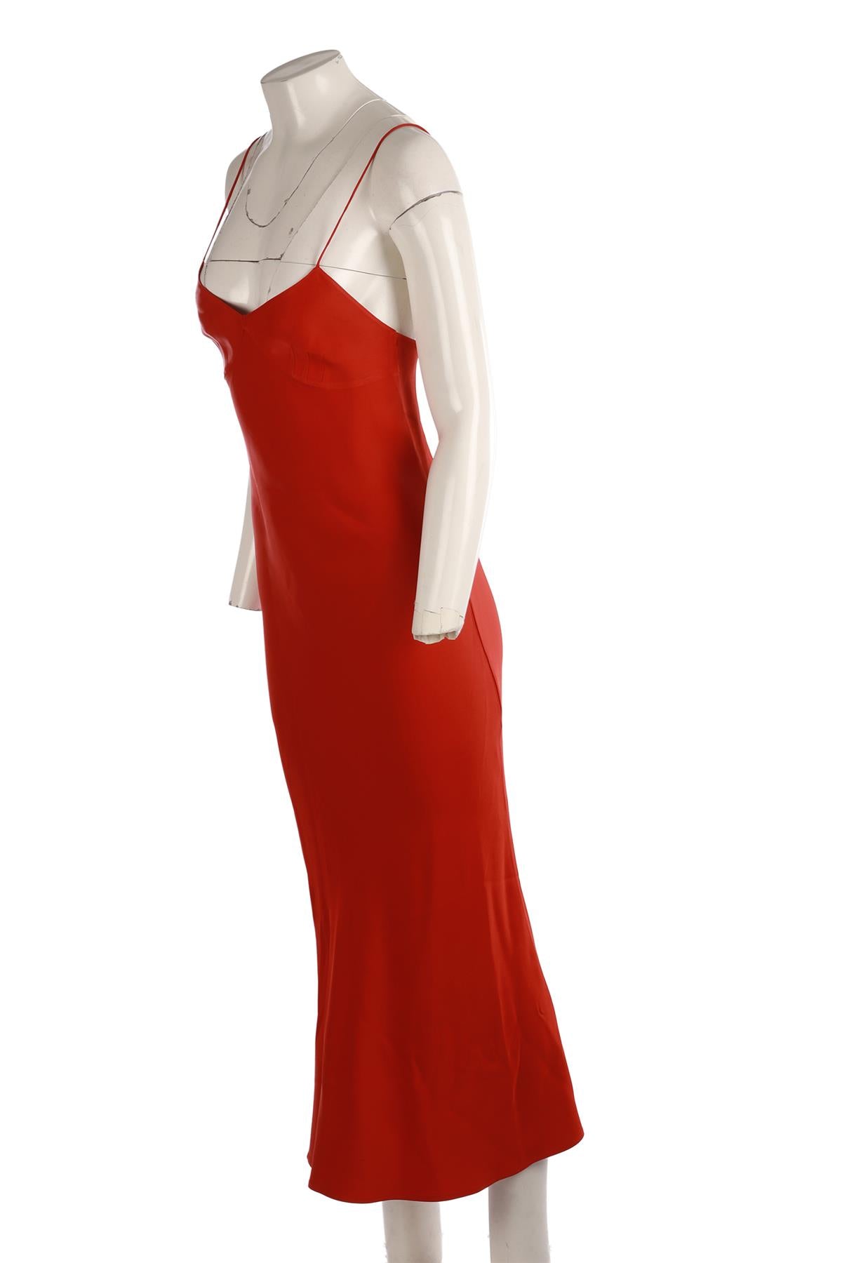 KHAITE ORANGE CREPE MIDI DRESS US 2 UK 6