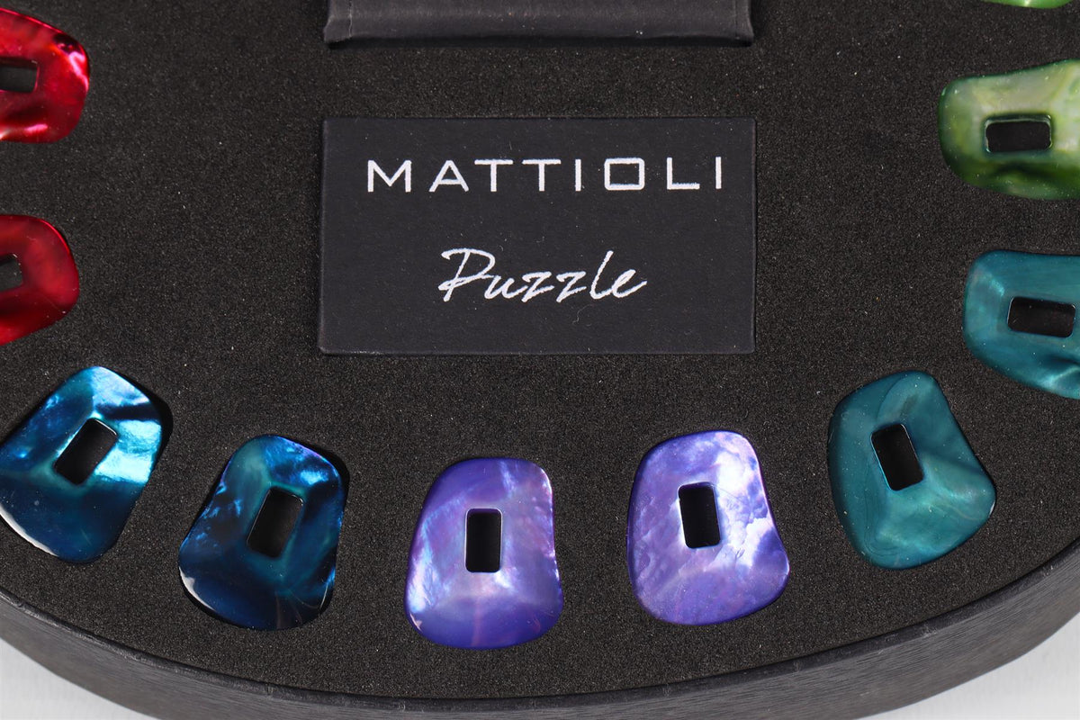 MATTIOLI PUZZLE 18KT WHITE GOLD AND DIAMONDS EARRINGS AND 11 COLOURED PAIRS SET