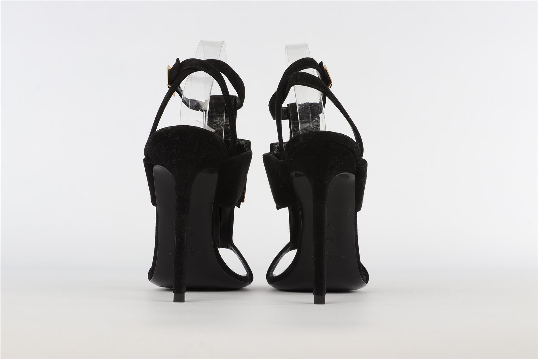SAINT LAURENT BLACK SUEDE SANDALS EU 37.5 UK 4.5 US 7.5
