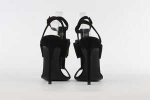 SAINT LAURENT BLACK SUEDE SANDALS EU 37.5 UK 4.5 US 7.5