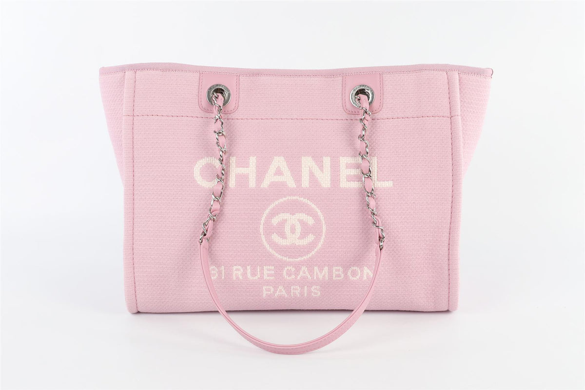 CHANEL PINK 2022 DEAUVILLE SMALL FABRIC TOTE BAG