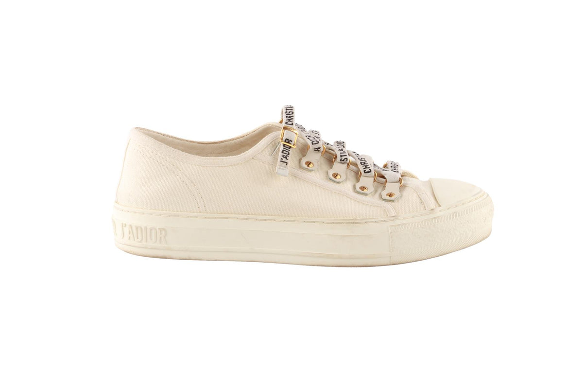 CHRISTIAN DIOR ECRU WALK'N'DIOR FABRIC SNEAKERS EU 38.5 UK 5.5 US 8.5