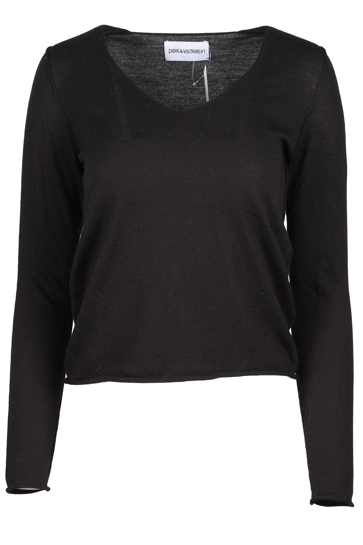 ZADIG & VOLTAIRE BLACK WOOL SWEATER XSMALL