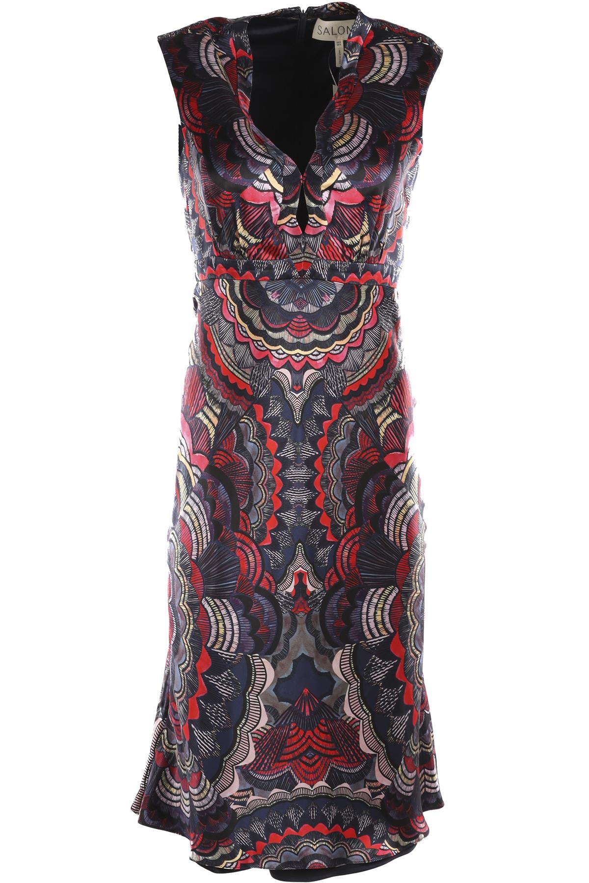 SALONI NAVY SILK MIDI DRESS UK 8