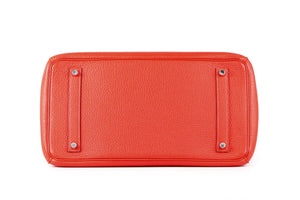 HERMÈS RED 2013 BIRKIN 35 CM TOGO LEATHER BAG IN CAPUCINE
