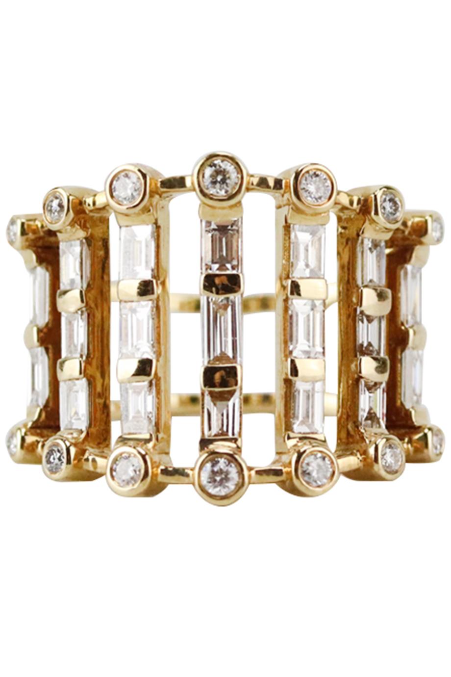 SHAY ROYAL 18K YELLOW GOLD AND MIXED DIAMOND RING 15.5 MM