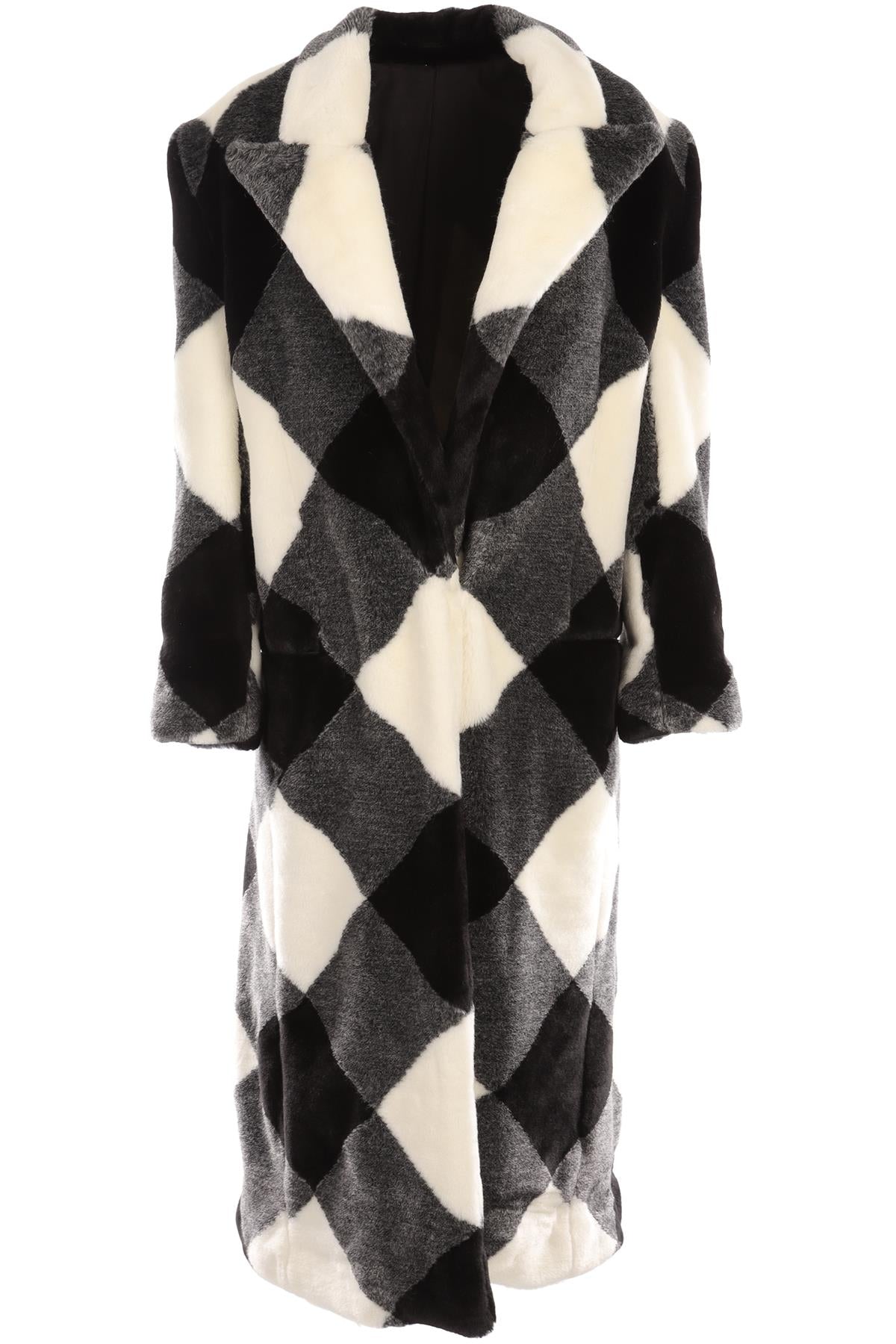 BALMAIN BLACK FAUX FUR COAT FR 36 UK 8