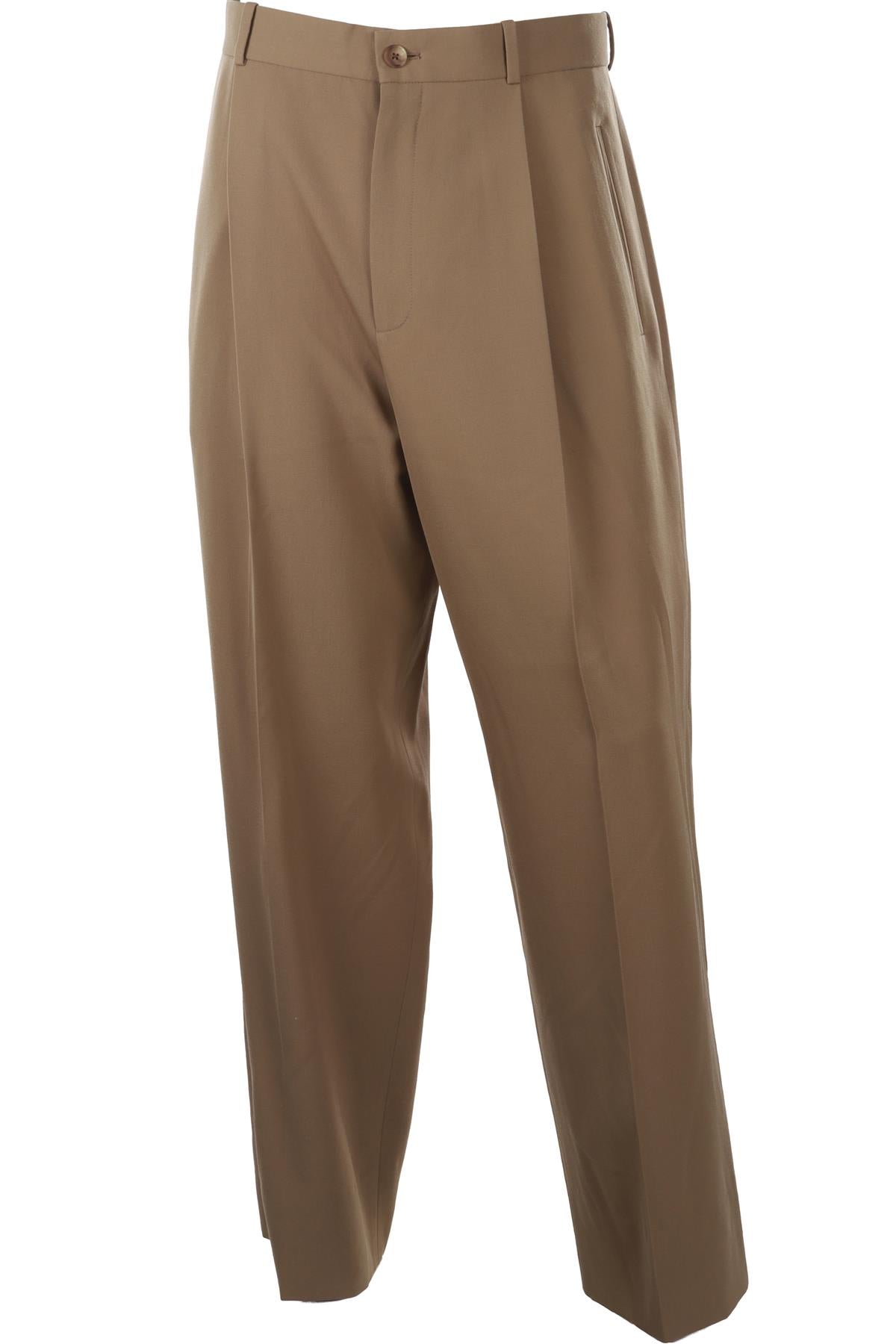 TAUPE MEN'S WOOL STRAIGHT LEG PANTS