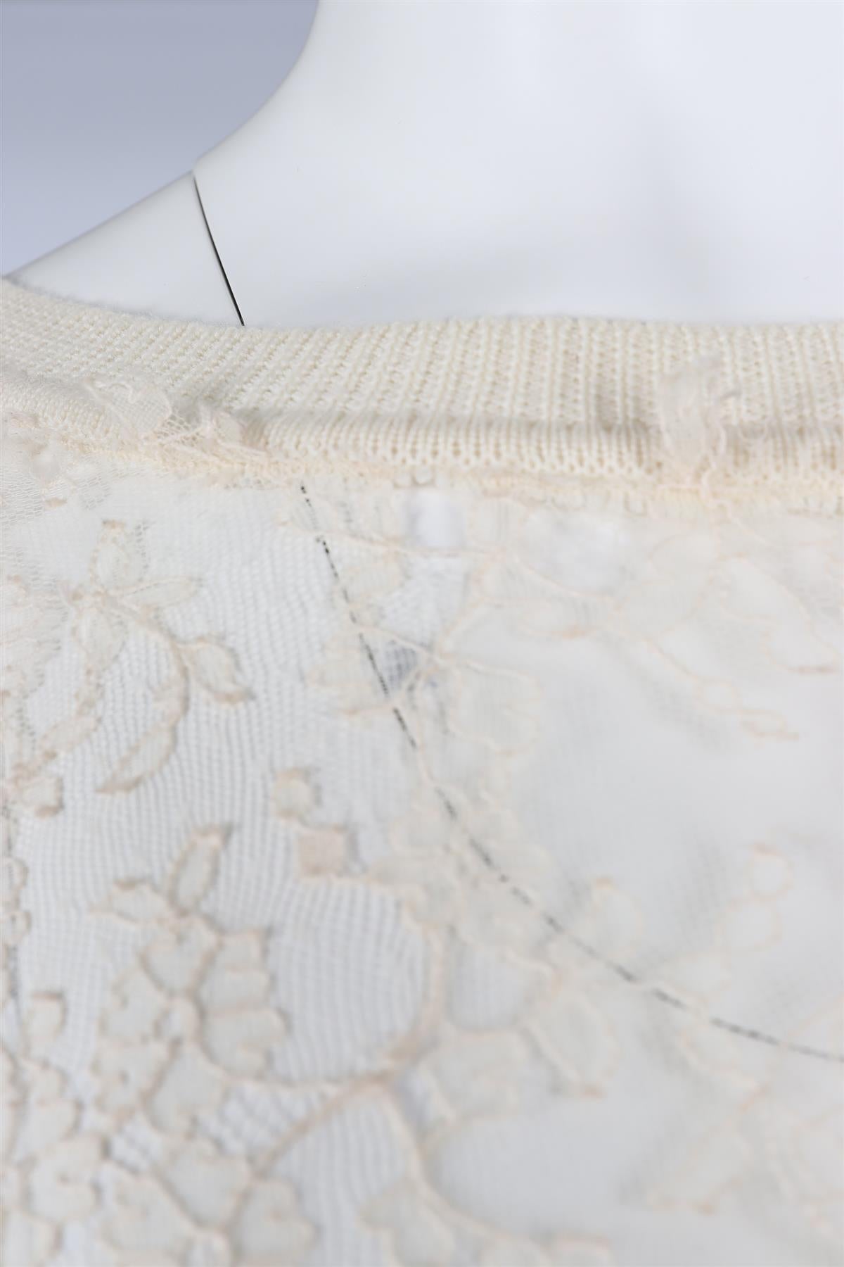 ERMANNO SCERVINO CREAM LACE AND KNIT SWEATER IT 38 UK 6