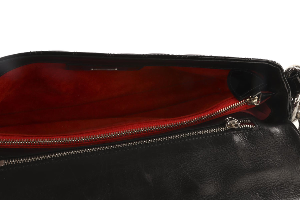 QUENTIN MACKAY BLACK PATENT LEATHER SHOULDER BAG
