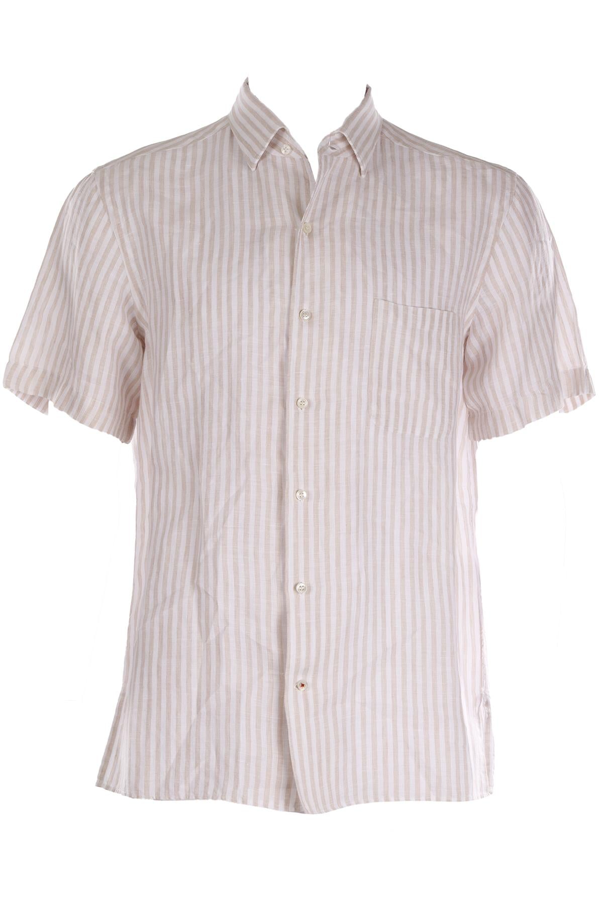 LORO PIANA BEIGE MEN'S LINEN SHIRT MEDIUM