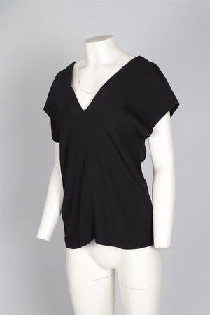 THE ROW BLACK CREPE TOP MEDIUM