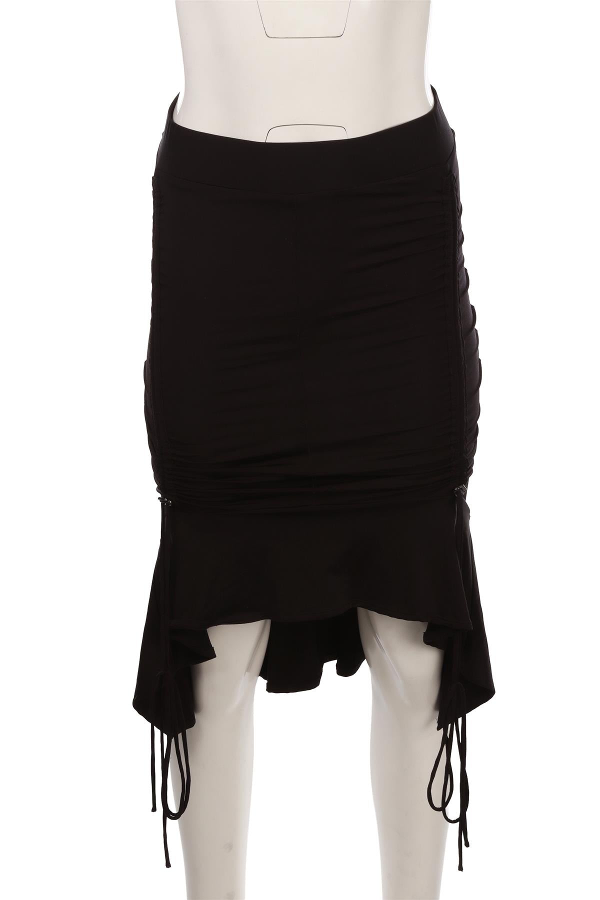 BLACK JERSEY MIDI SKIRT