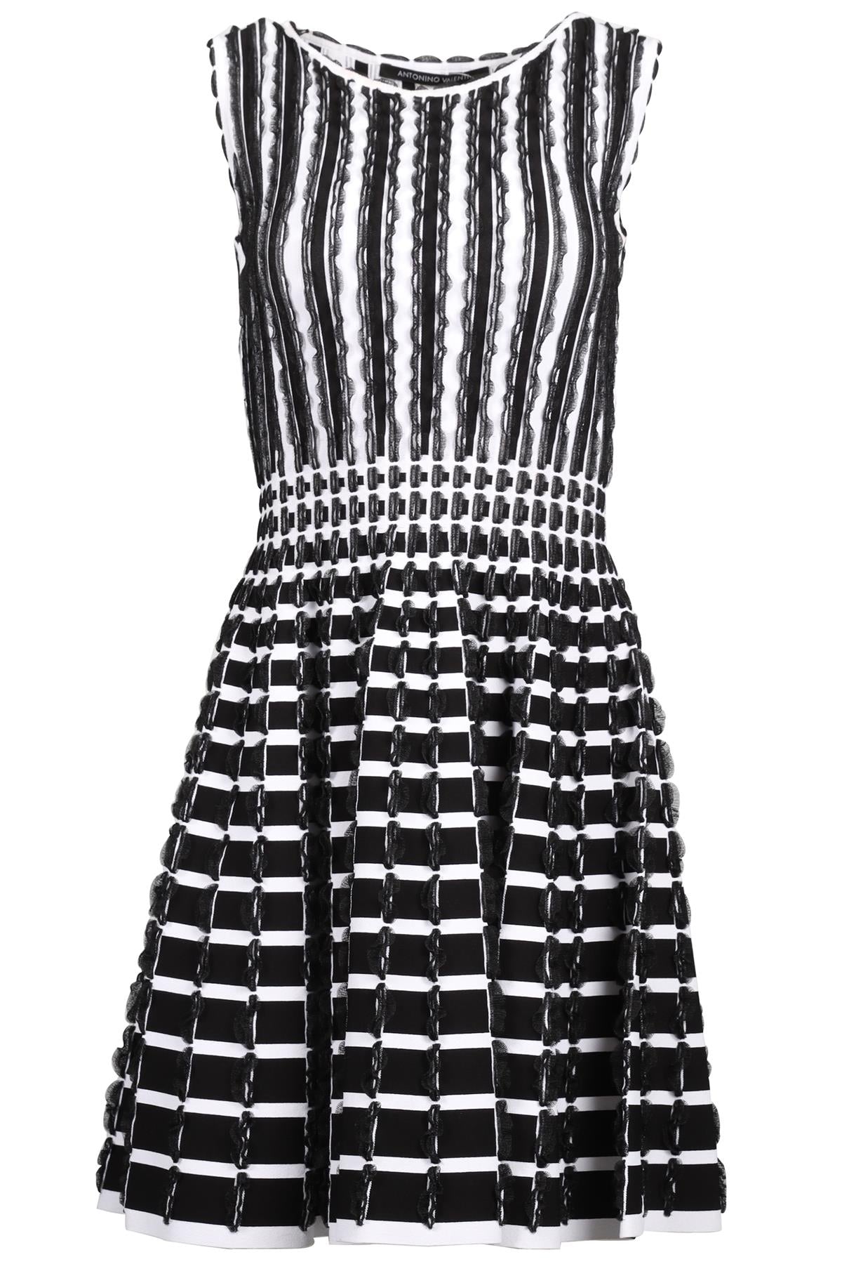 ANTONINO VALENTI BLACK AND WHITE KNIT MINI DRESS IT 40 UK 8
