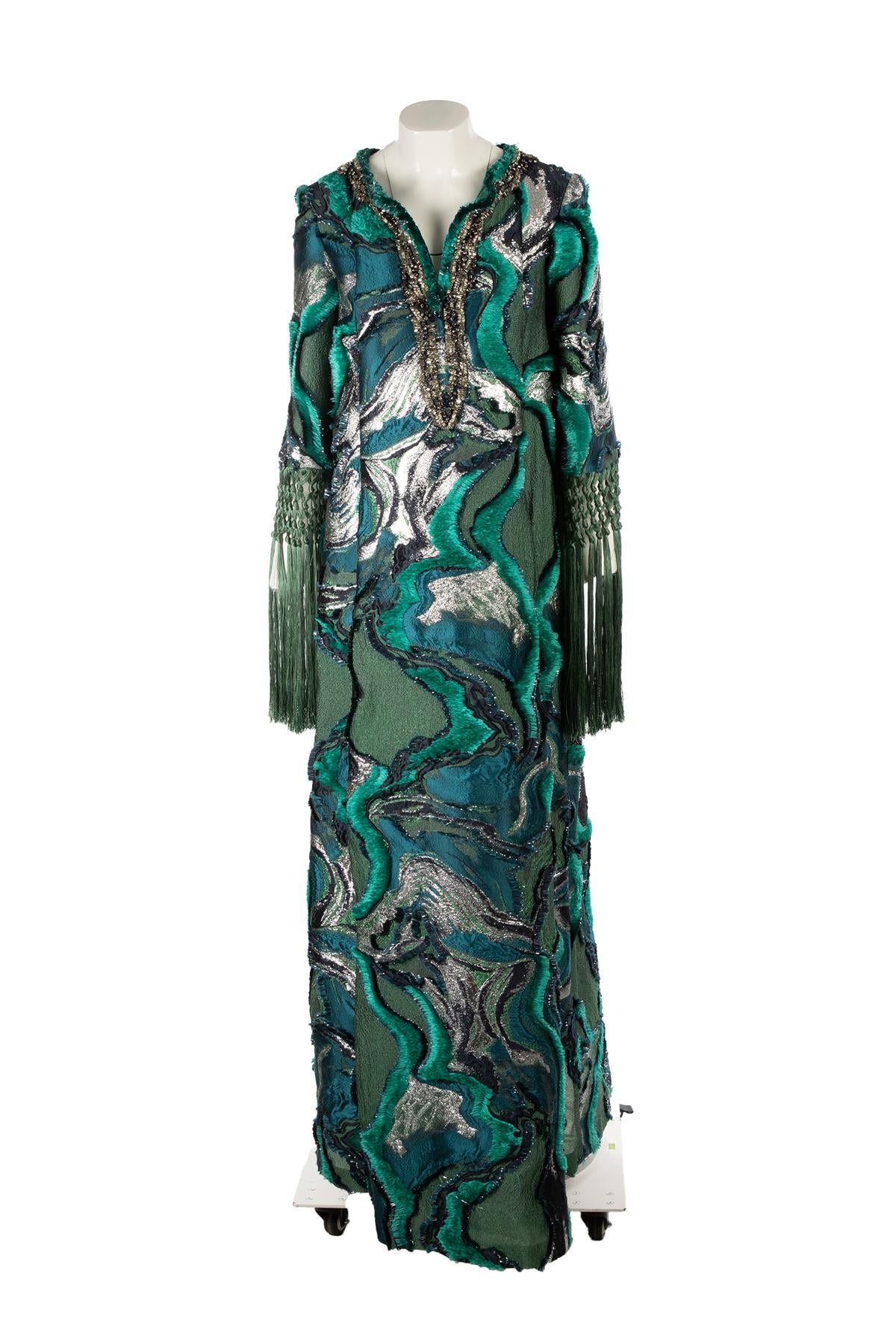 ALBERTA FERRETTI GREEN 2016 SILK GOWN IT 38 UK 6