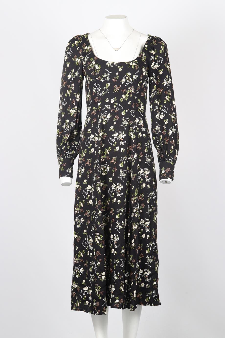 REFORMATION FLORAL PRINT CREPE MIDI DRESS US 4 UK 8