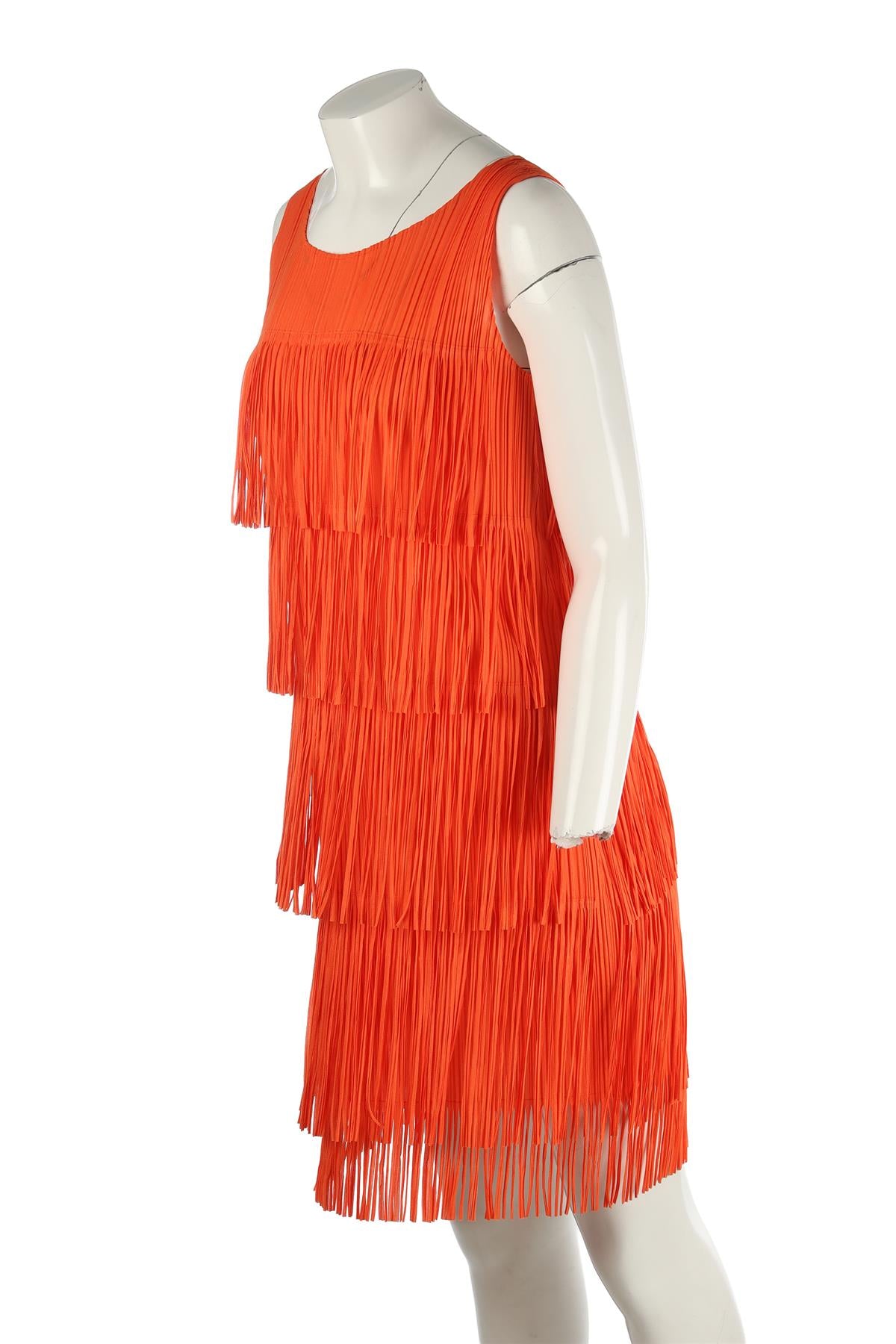 PLEATS PLEASE ISSEY MIYAKE ORANGE MIDI DRESS JP 2 UK 6