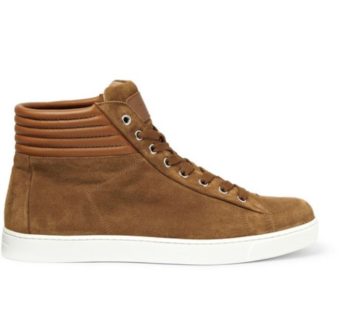 GIANVITO ROSSI BRADY SUEDE AND LEATHER HI-TOP SNEAKERS EU 42 UK 8 US 9