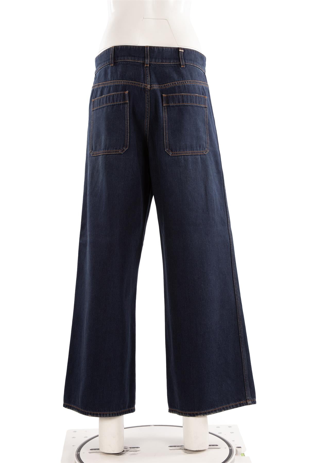 CHRISTIAN DIOR NAVY HIGH RISE WIDE LEG JEANS FR 40 UK 12