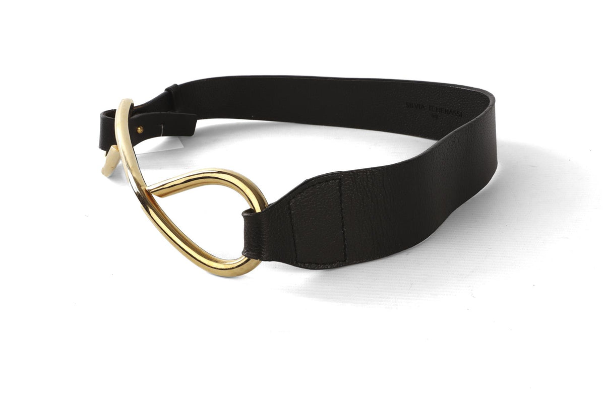 SILVIA TCHERASSI BLACK LEATHER WAIST BELT XSMALL