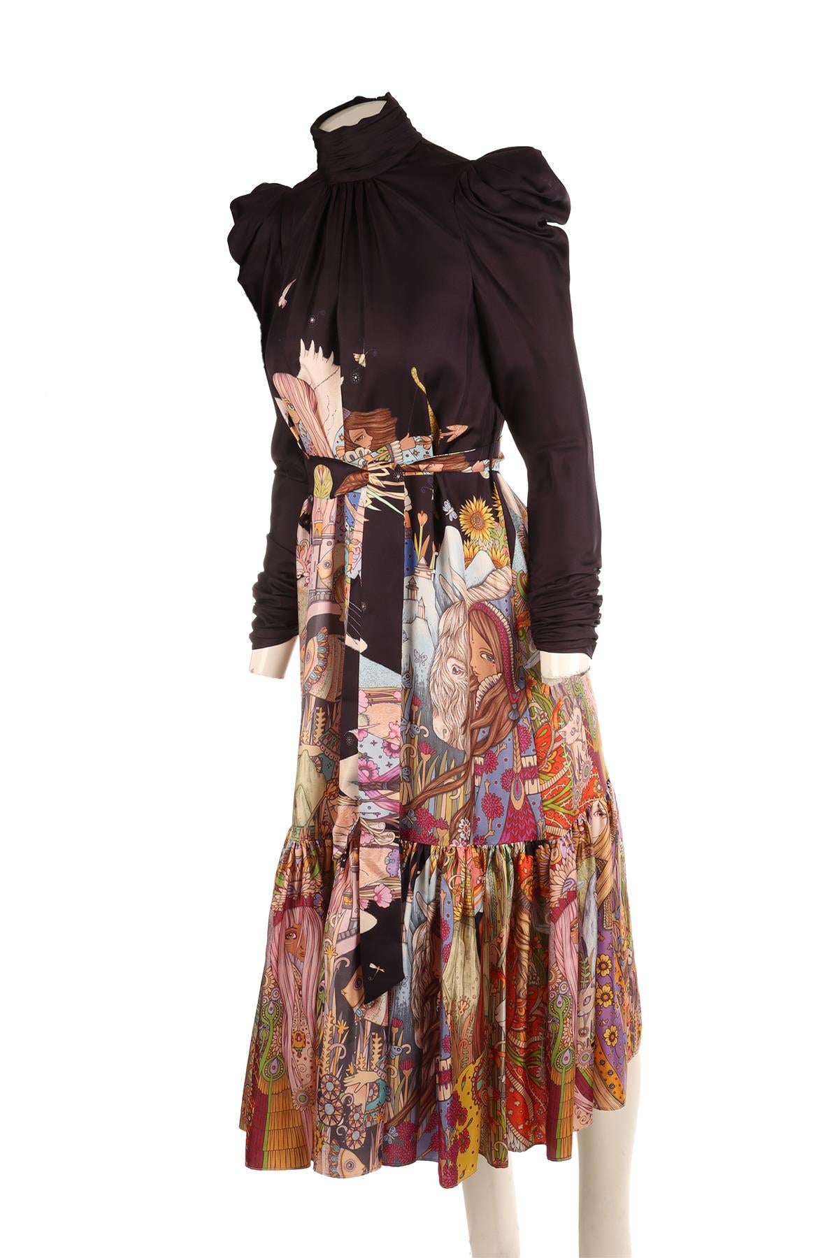 ZIMMERMANN PURPLE SILK MIDI DRESS 0 UK 8