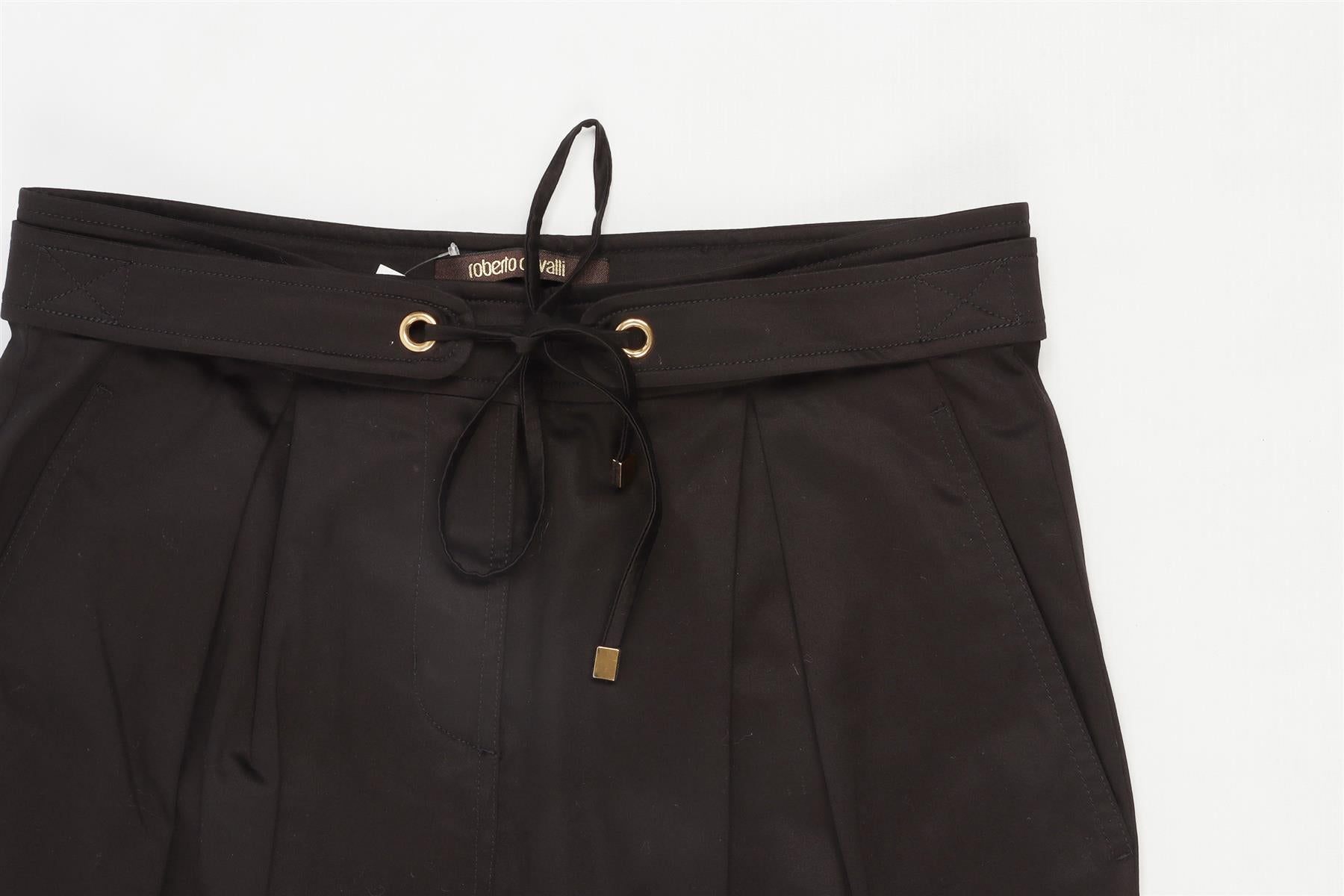 ROBERTO CAVALLI BLACK COTTON TAPERED PANTS IT 38 UK 6