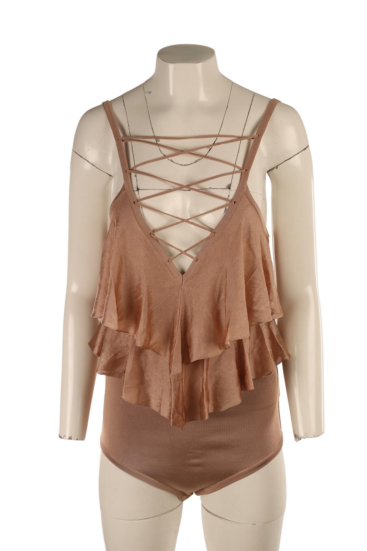 BALMAIN BEIGE KNIT BODYSUIT FR 38 UK 10