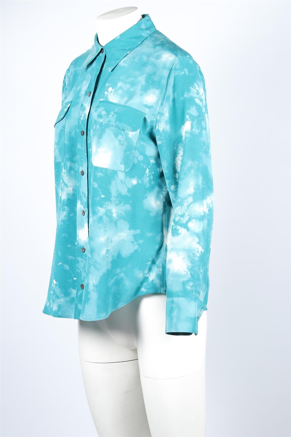 Equipment Blue Silk Shirt LARGE