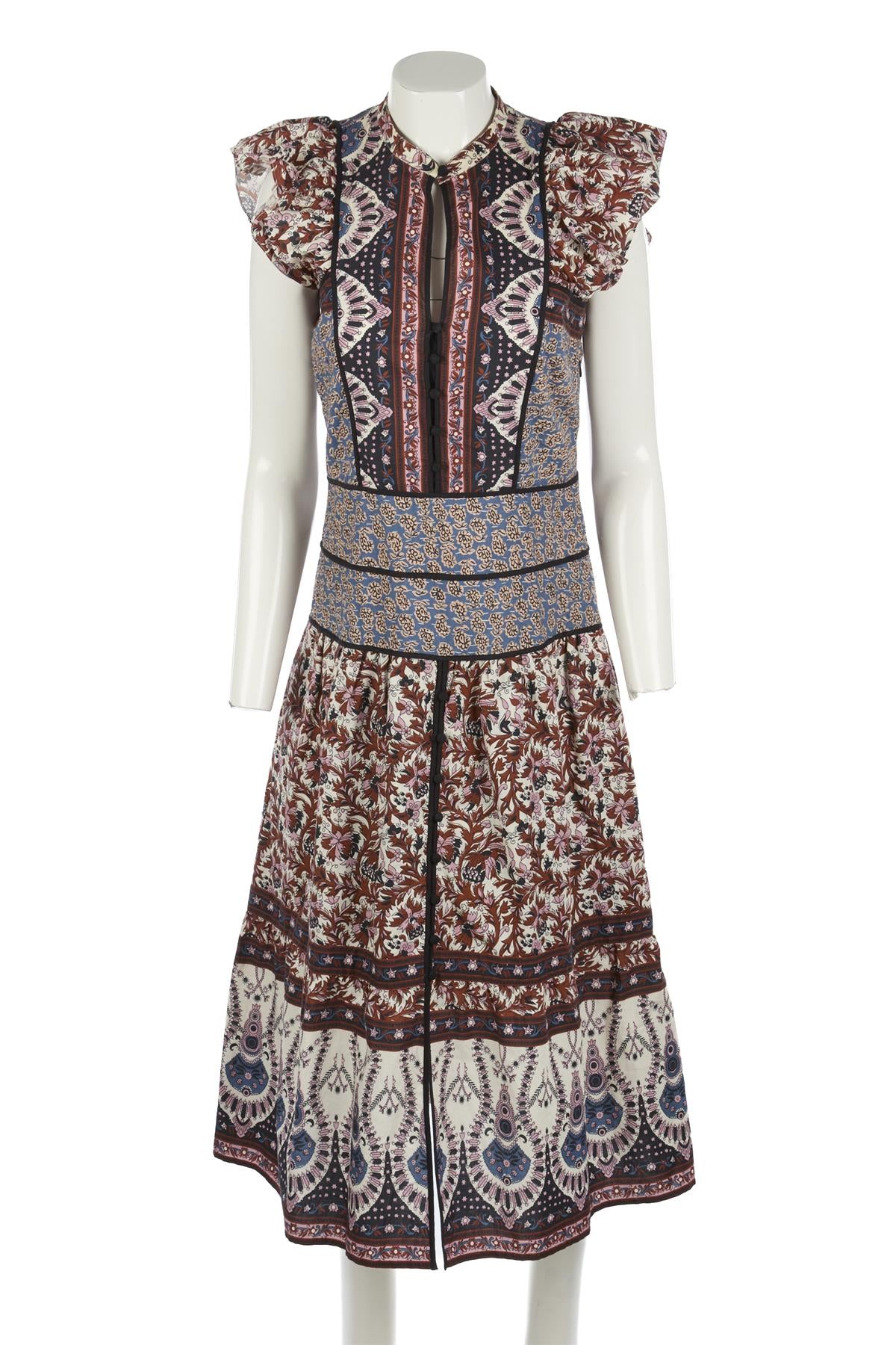 SEA NEW YORK MULTI COTTON MAXI DRESS US 6 UK 10