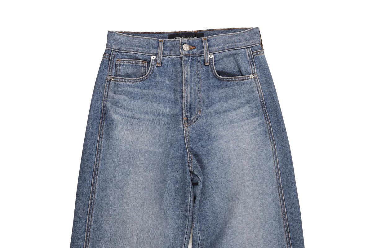 VERONICA BEARD BLUE HIGH RISE WIDE LEG JEANS W26 UK 8