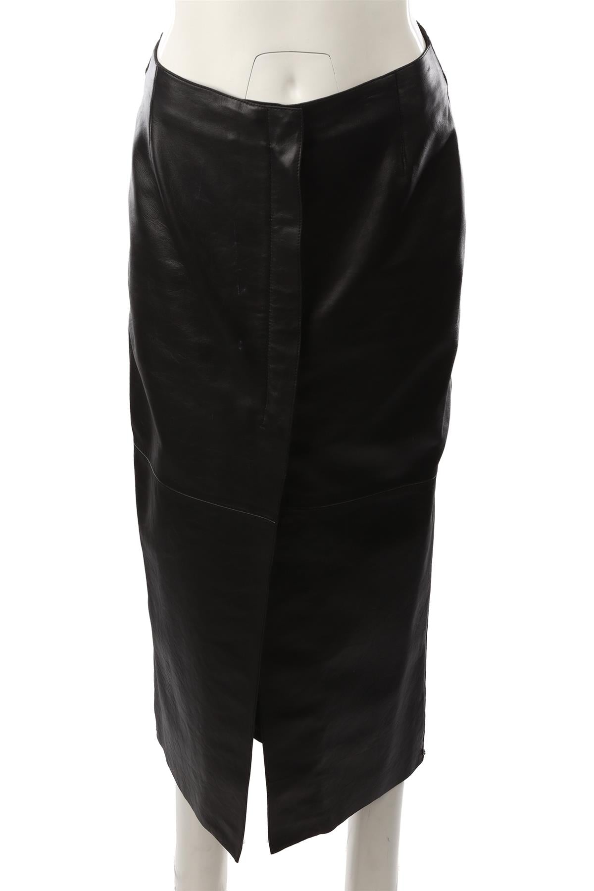 BLACK LEATHER MAXI SKIRT