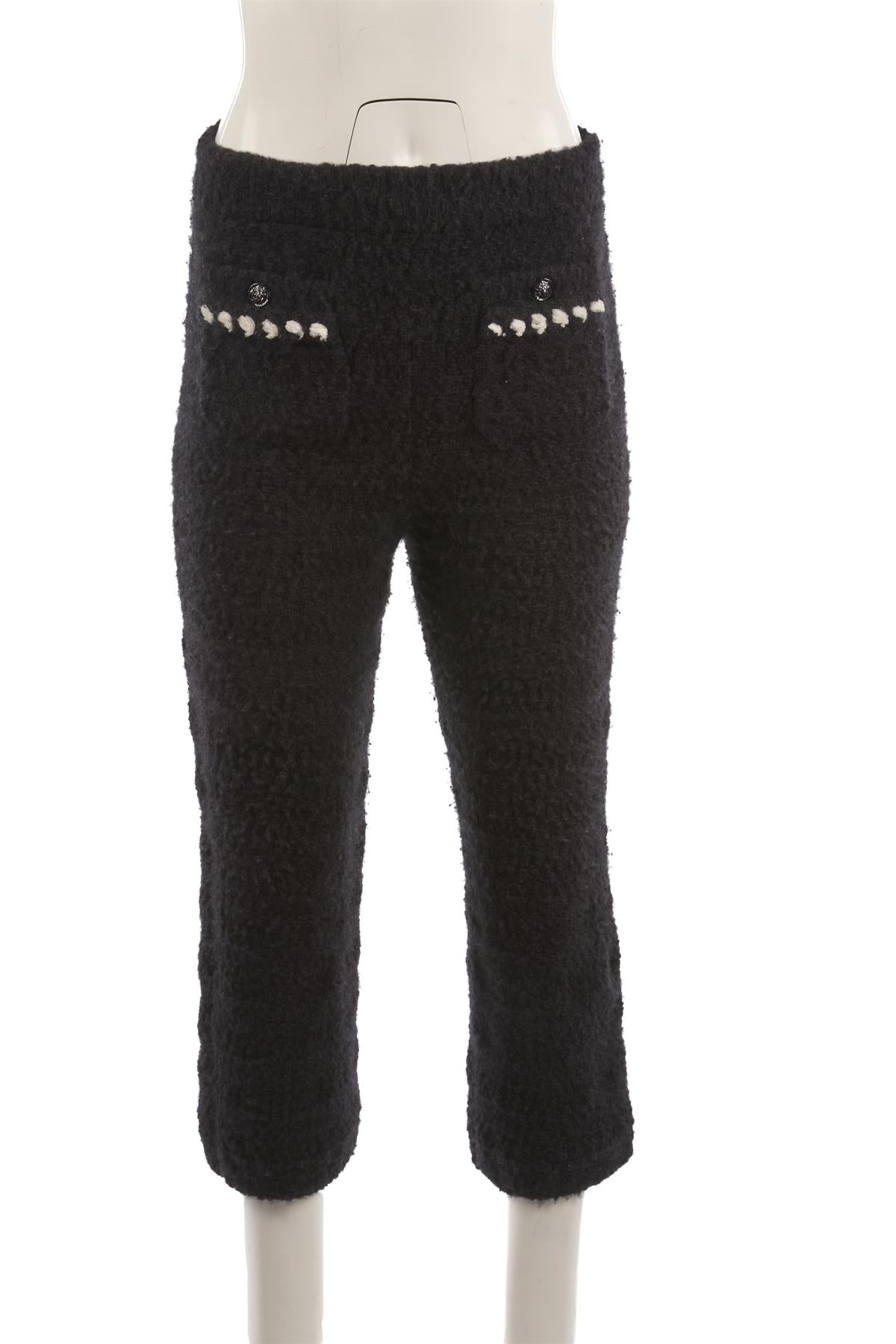 CHANEL BLACK 2022 CASHMERE STRAIGHT LEG PANTS FR 36 UK 8