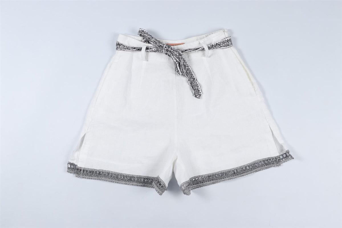 ERMANNO SCERVINO WHITE LINEN SHORTS IT 40 UK 8