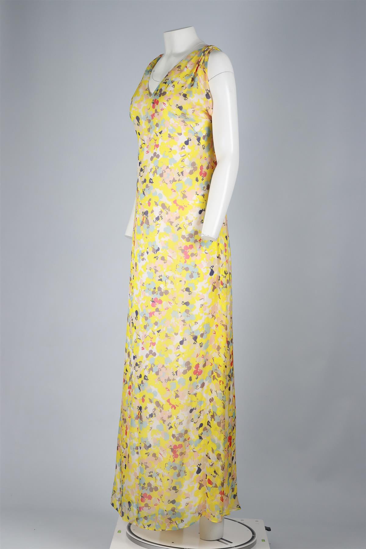 ADAM LIPPES YELLOW SILK MAXI DRESS UK 12