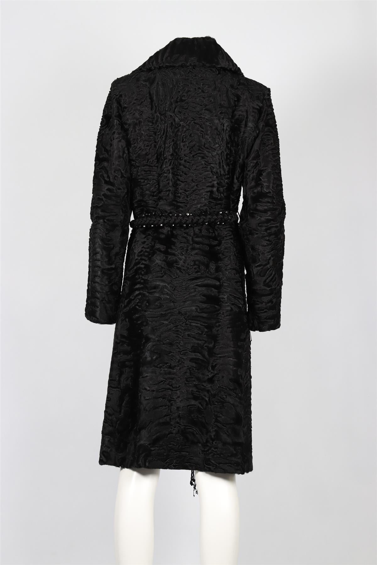 HOCKLEY BLACK PERSIAN FUR COAT FR 42 UK 14